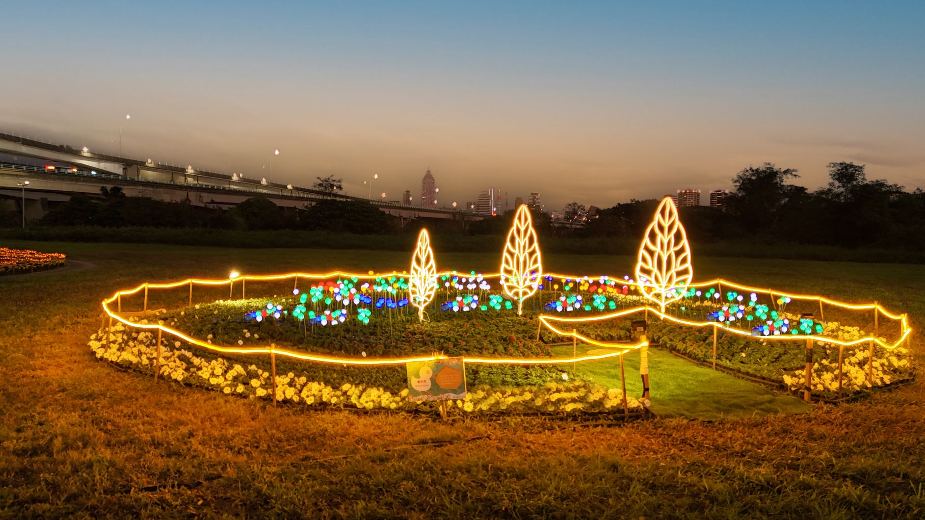三重鴨鴨公園「花繪三重奏」12/14登場　10萬盆花海、光雕交織夢幻氣氛